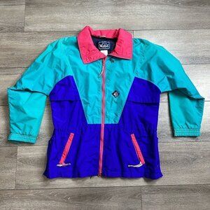 Woolrich Colorblock Windbreaker Size M Vintage 90s Green Purple Pink
